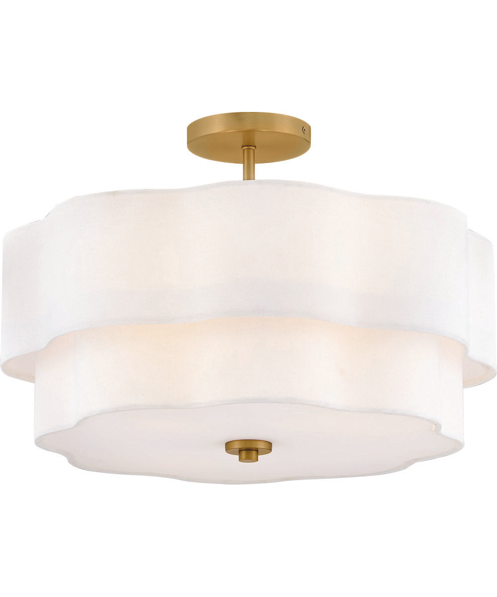 Gwen 4-Light Medium Semi-Flush Mount in Lacquered Brass