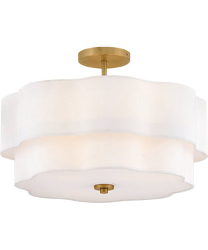 Gwen 4-Light Medium Semi-Flush Mount in Lacquered Brass