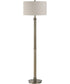 Floor Lamp in Antique Brass with Off-White Linen