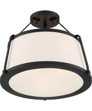 16"W Cutty 3-Light Close-to-Ceiling Matte Black