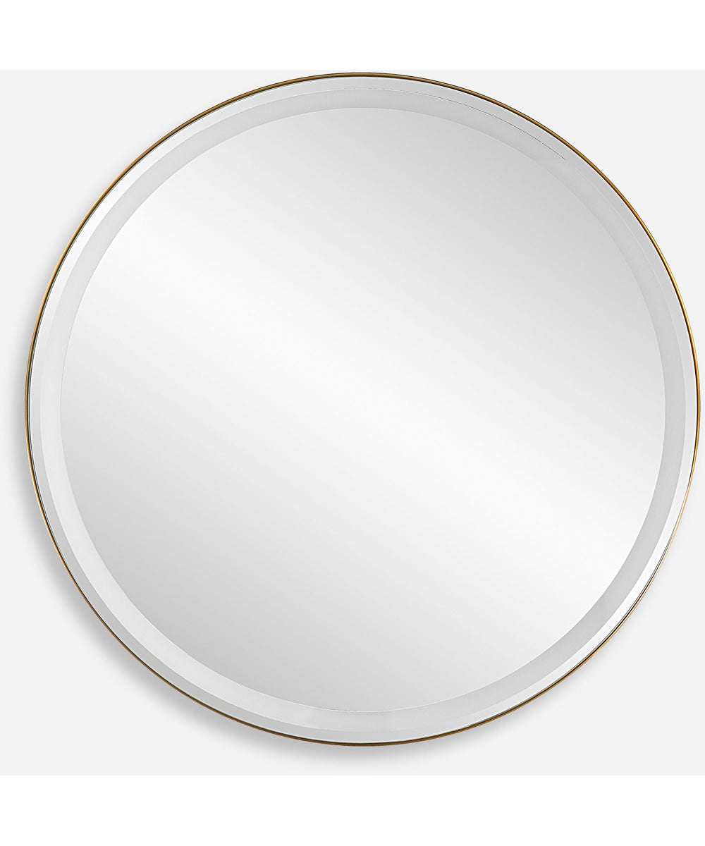 Crofton Lighted Brass Round Mirror