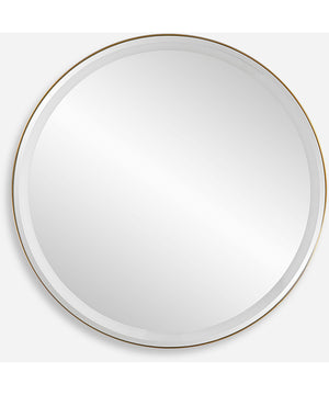 Crofton Lighted Brass Round Mirror