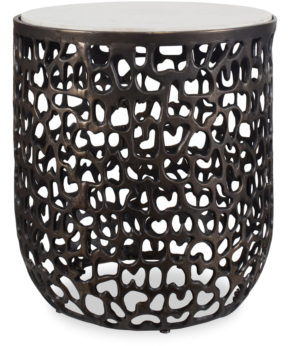 Sabena White Marble Outdoor Side Table
