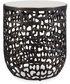 Sabena White Marble Outdoor Side Table
