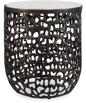 Sabena White Marble Outdoor Side Table