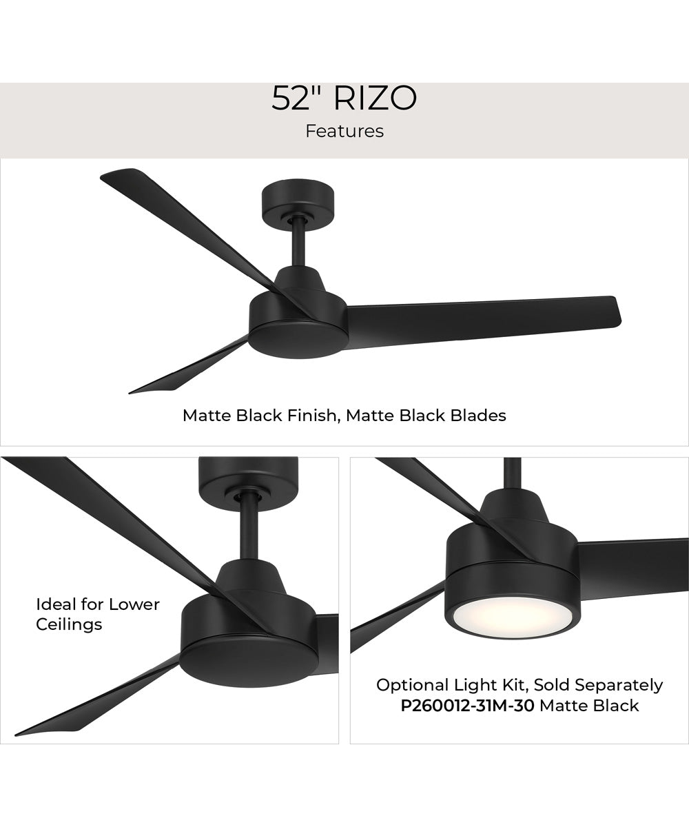 Rizo 52-in. 3-Blade Modern Ceiling Fan Matte Black