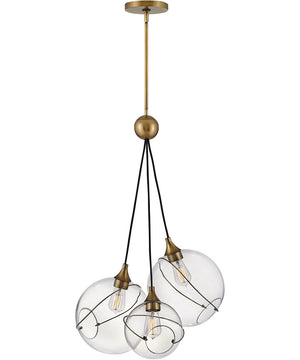 Skye 3-Light Pendant in Heritage Brass