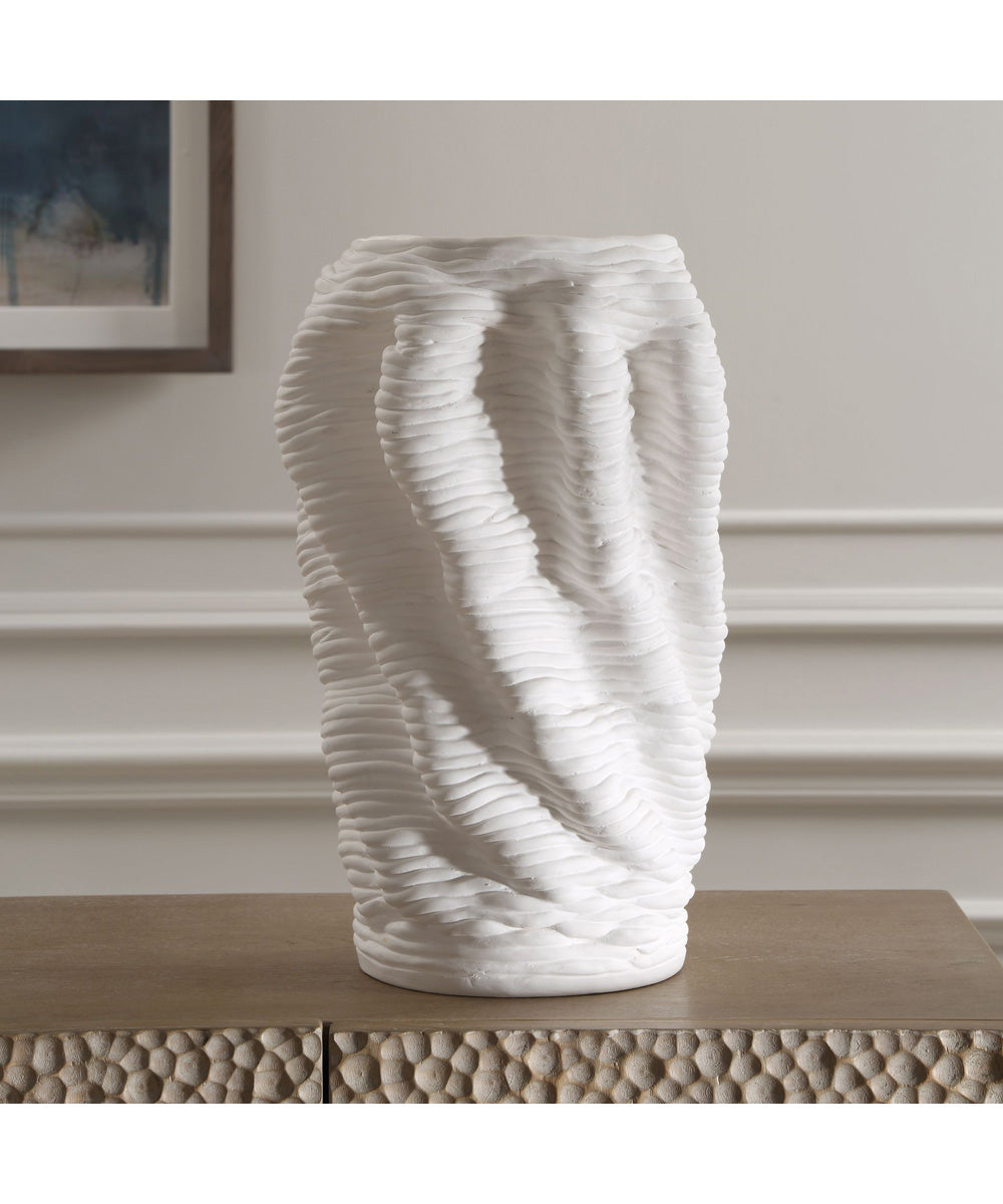 Stratified Matte White Vase