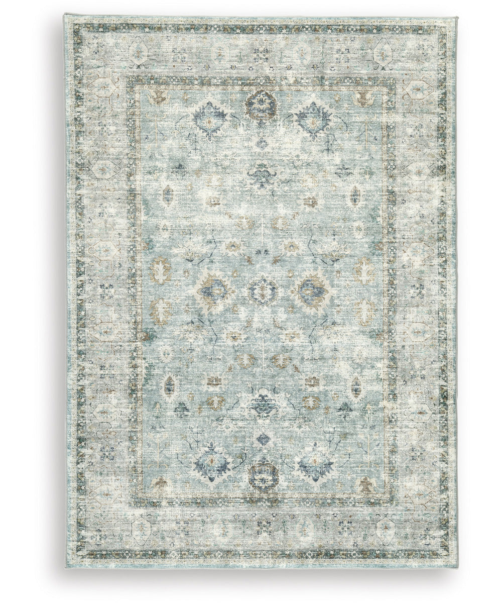 Ladstoney Memory Foam Medium Rug Teal/Beige/Ochre