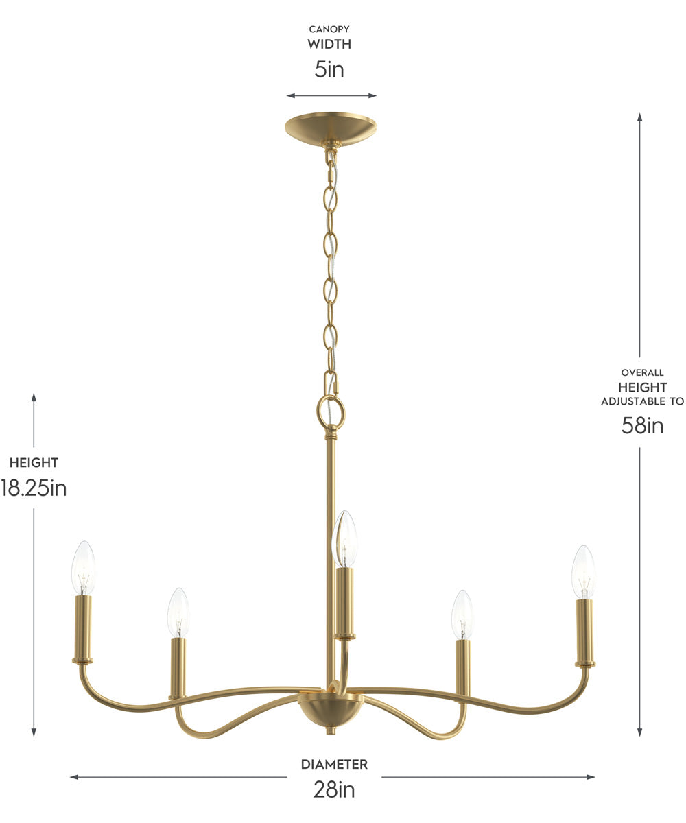 Ilia 5-Light Chandelier Brushed Gold