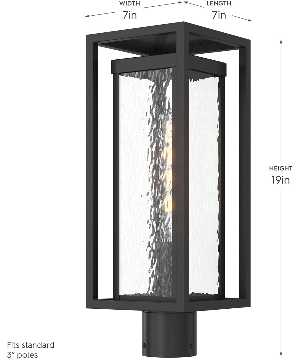 Shaw 19 Inch 1 Light Outdoor Post Light with Clear Glass Textured Black