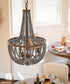Dumas 16"W 3-Light Golden Bronze Finish Distressed Gray Wood Bead Chandelier by KenroyHome
