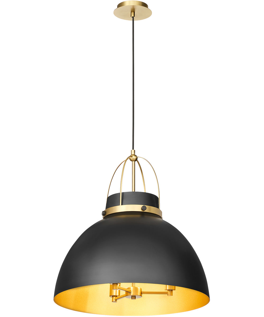 Pruitt 3-light Pendant Matte Black|Aged Brass