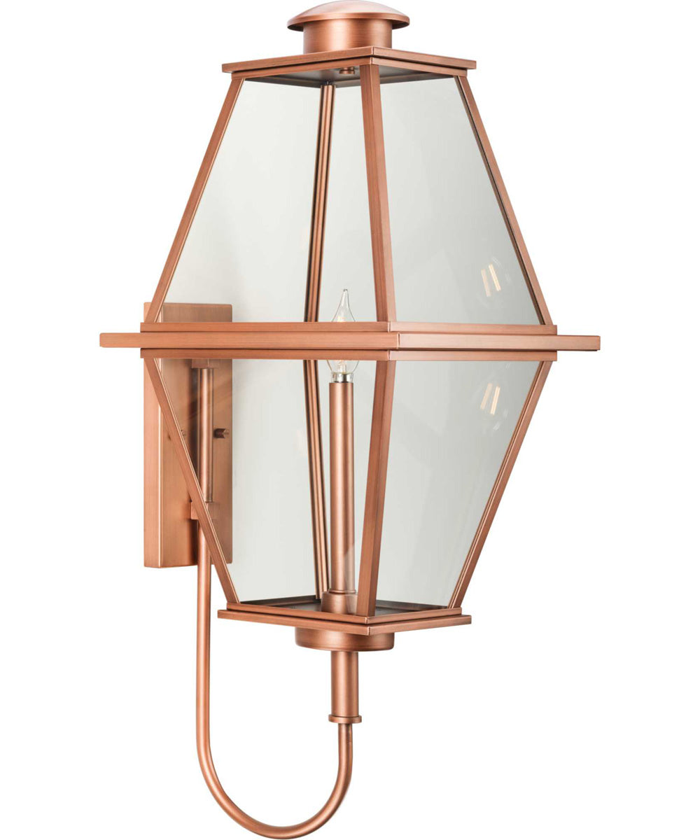 Bradshaw 1-Light Clear Glass Transitional Large Outdoor Wall Lantern Antique Copper