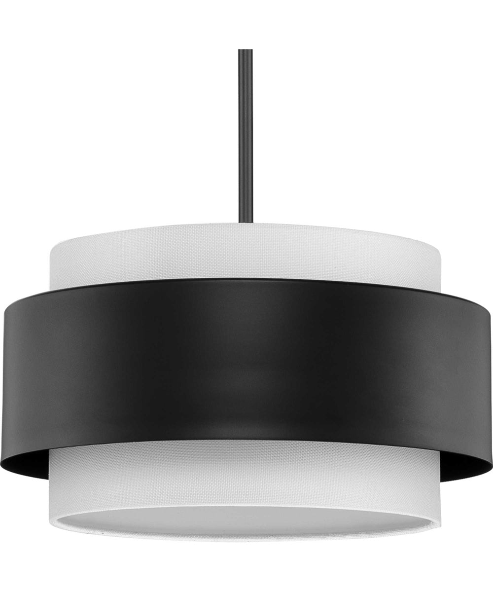 Silva 3-Light White Linen Shade Pendant Matte Black