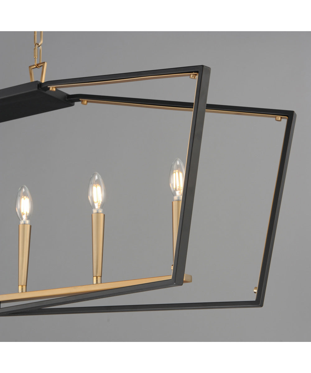 Melrose 6-Light Linear Pendant Black / Natural Aged Brass