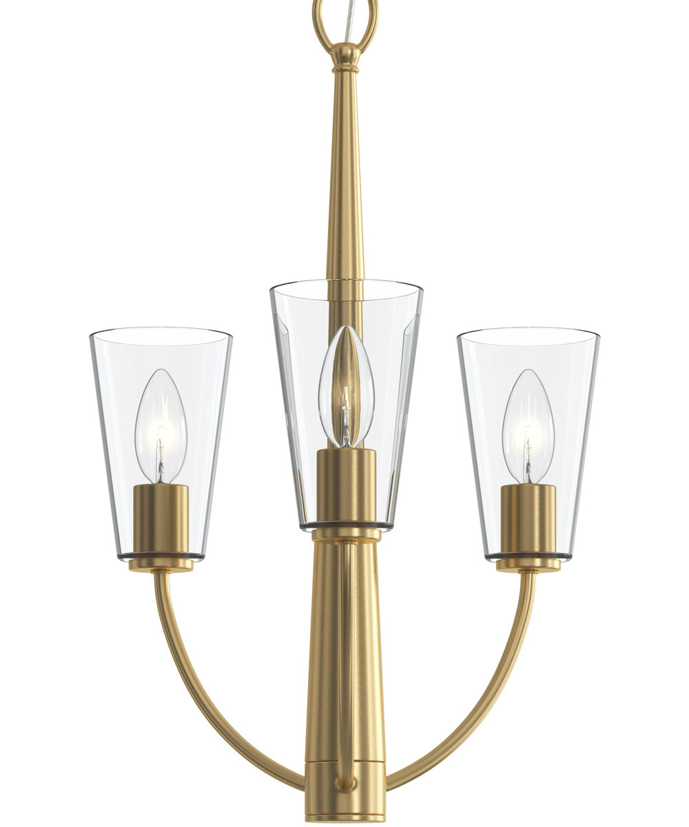 Jheni 3-Light Chandelier with Clear Glass Shades Brushed Gold