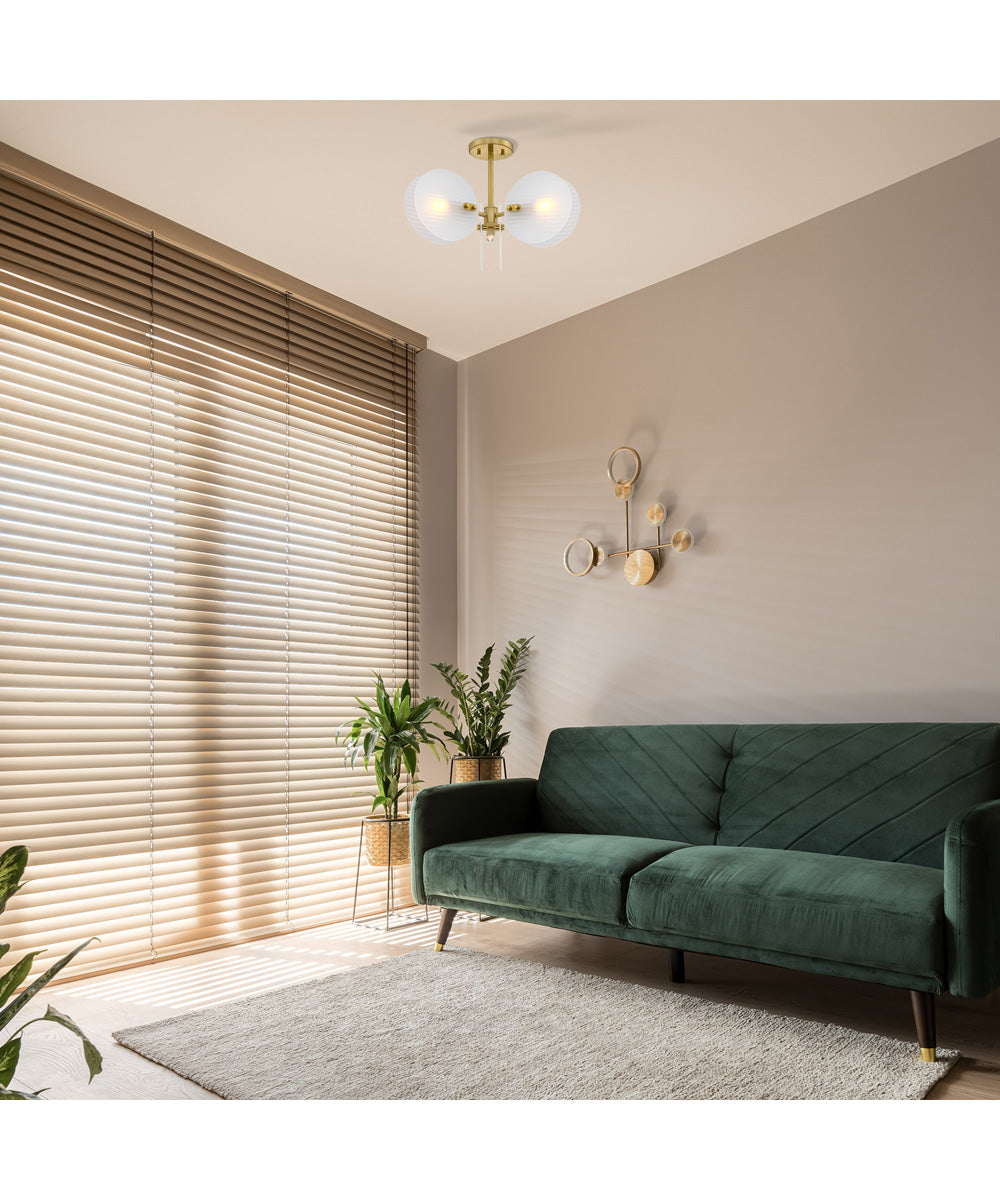 Sky Fall 3 Light Semi Flush Mount Brushed Gold