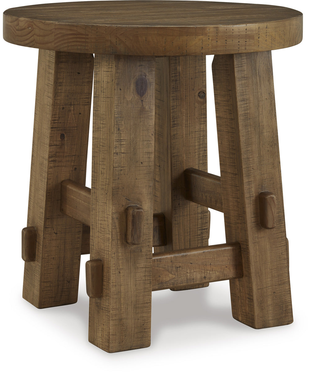 Mackifeld Round End Table Warm Brown