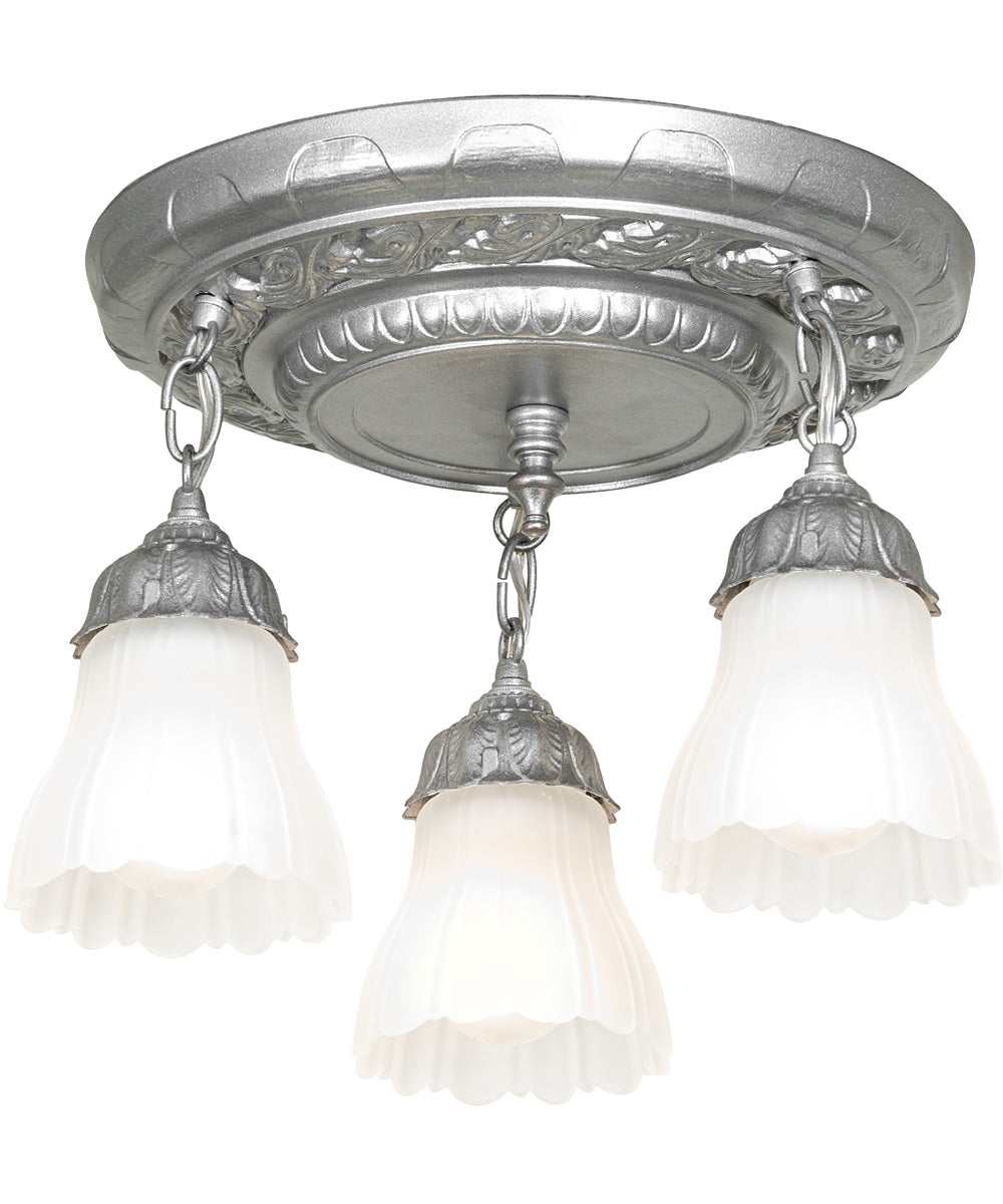 16" Wide Victorian Ruffle 3 Light Semi-Flushmount