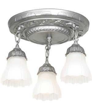 16" Wide Victorian Ruffle 3 Light Semi-Flushmount