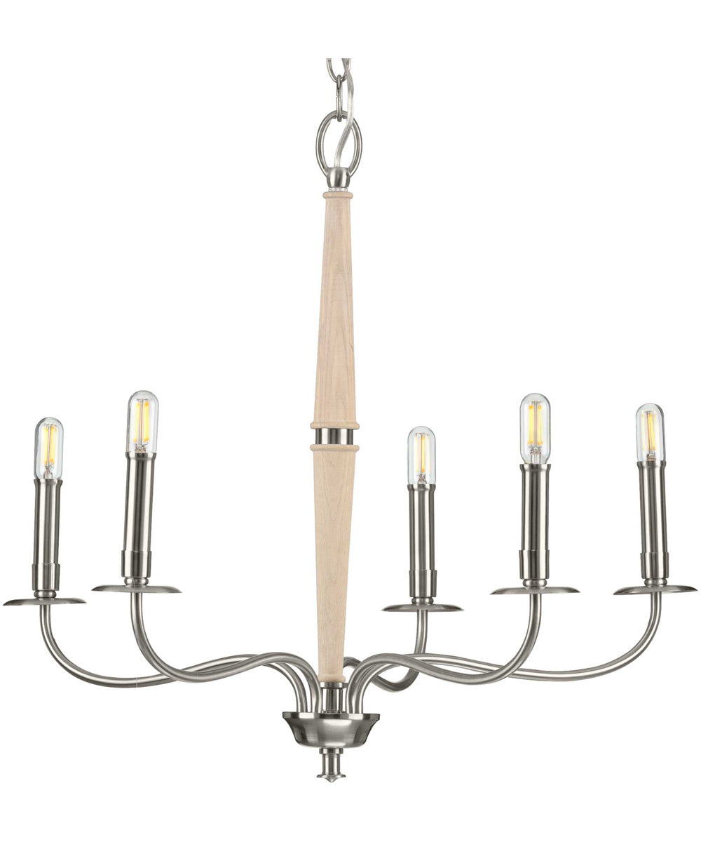 Durrell 5-Light Coastal Chandelier Light Brushed Nickel