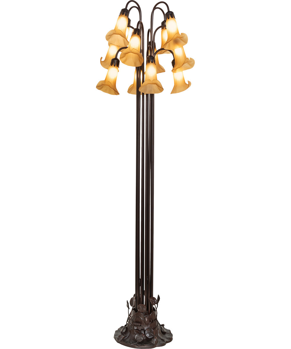 63" High Amber Tiffany Pond Lily 12 Light Floor Lamp