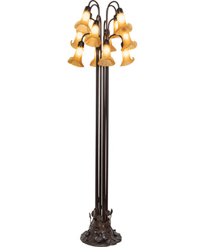 63" High Amber Tiffany Pond Lily 12 Light Floor Lamp