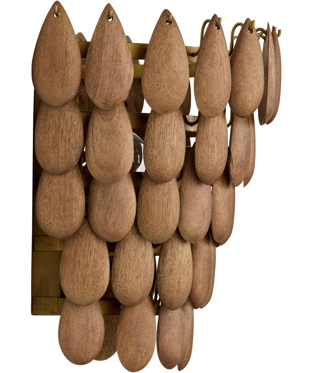 Ravi 1-Light Sconce Light Wood and Patinaed Brass