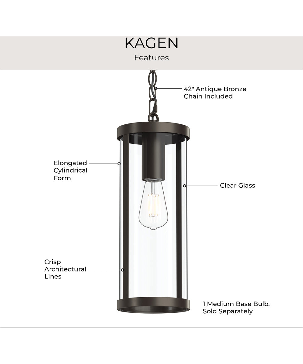 Kagen Outdoor Pendant Light with Clear Glass Panels Antique Bronze