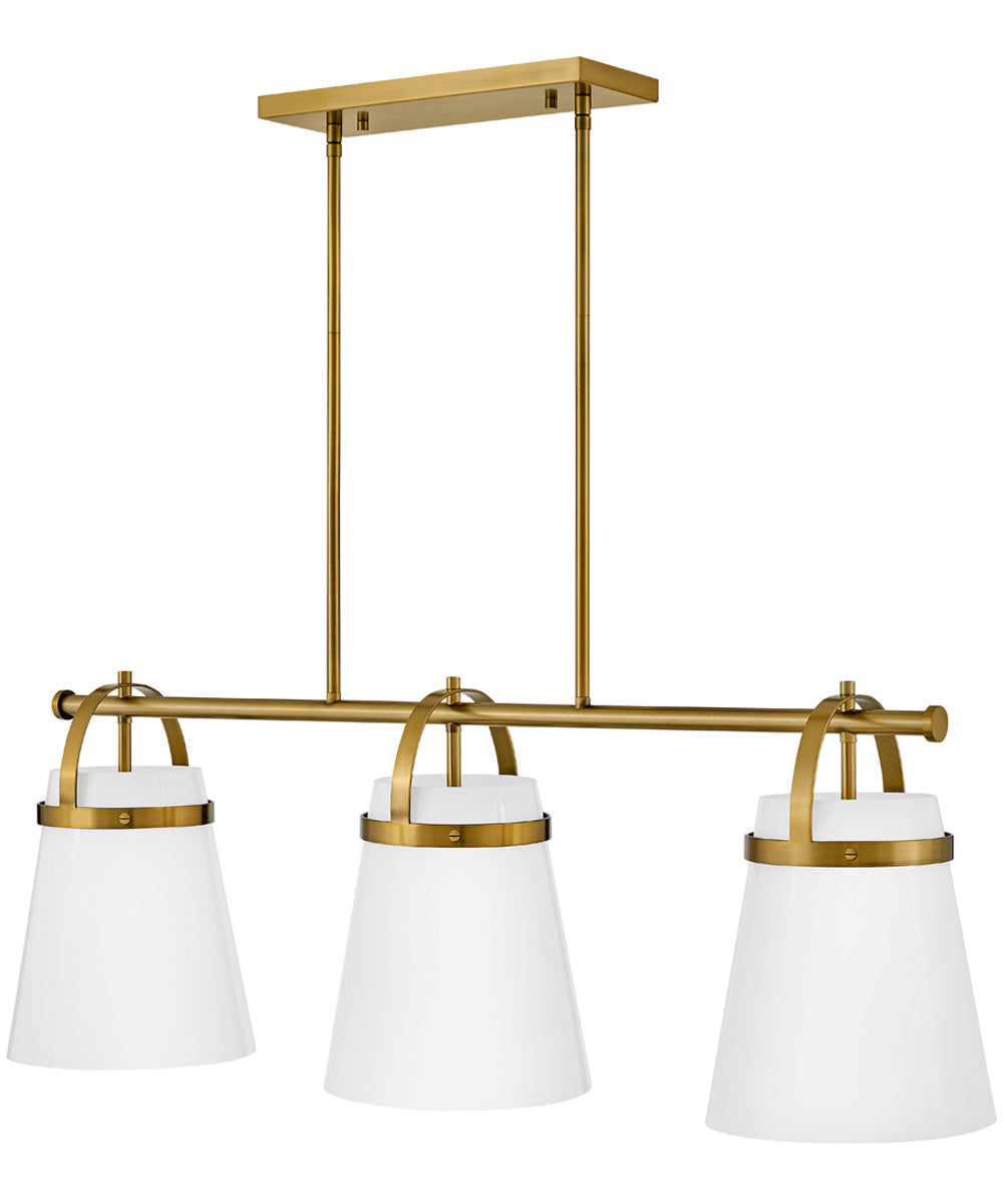 Tori 1-Light Large Three Light Linear Chandelier in Lacquered Brass