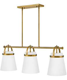Tori 1-Light Large Three Light Linear Chandelier in Lacquered Brass