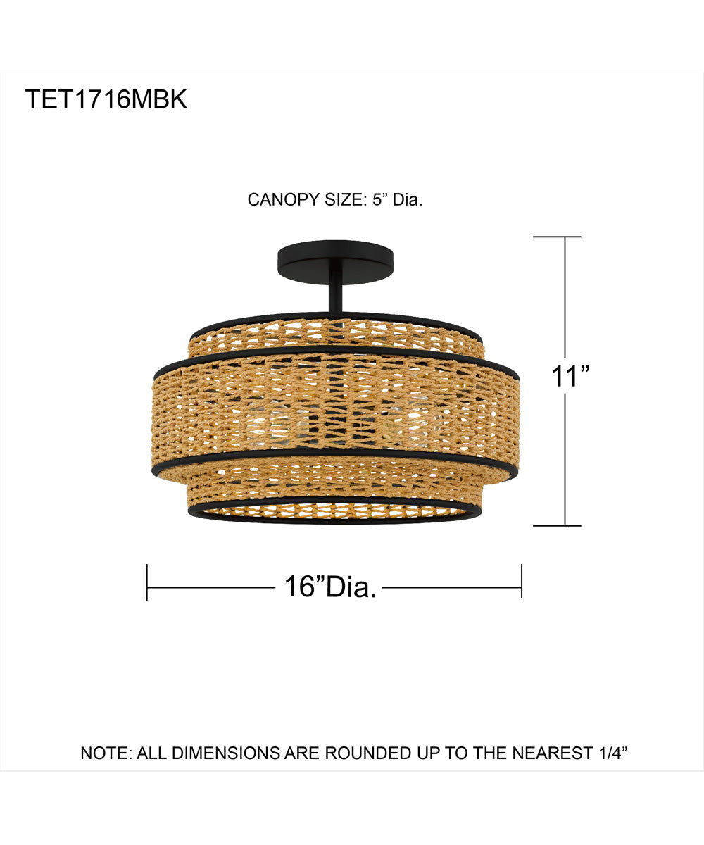 Teton 3-light Semi Flush Mount Matte Black