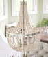 Dumas 16"W 3-Light Brushed Steel Finish Weathered White Wood Bead Chandelier by KenroyHome