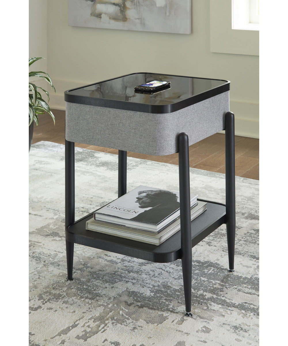 Jorvalee Accent Table with Speaker Gray/Black