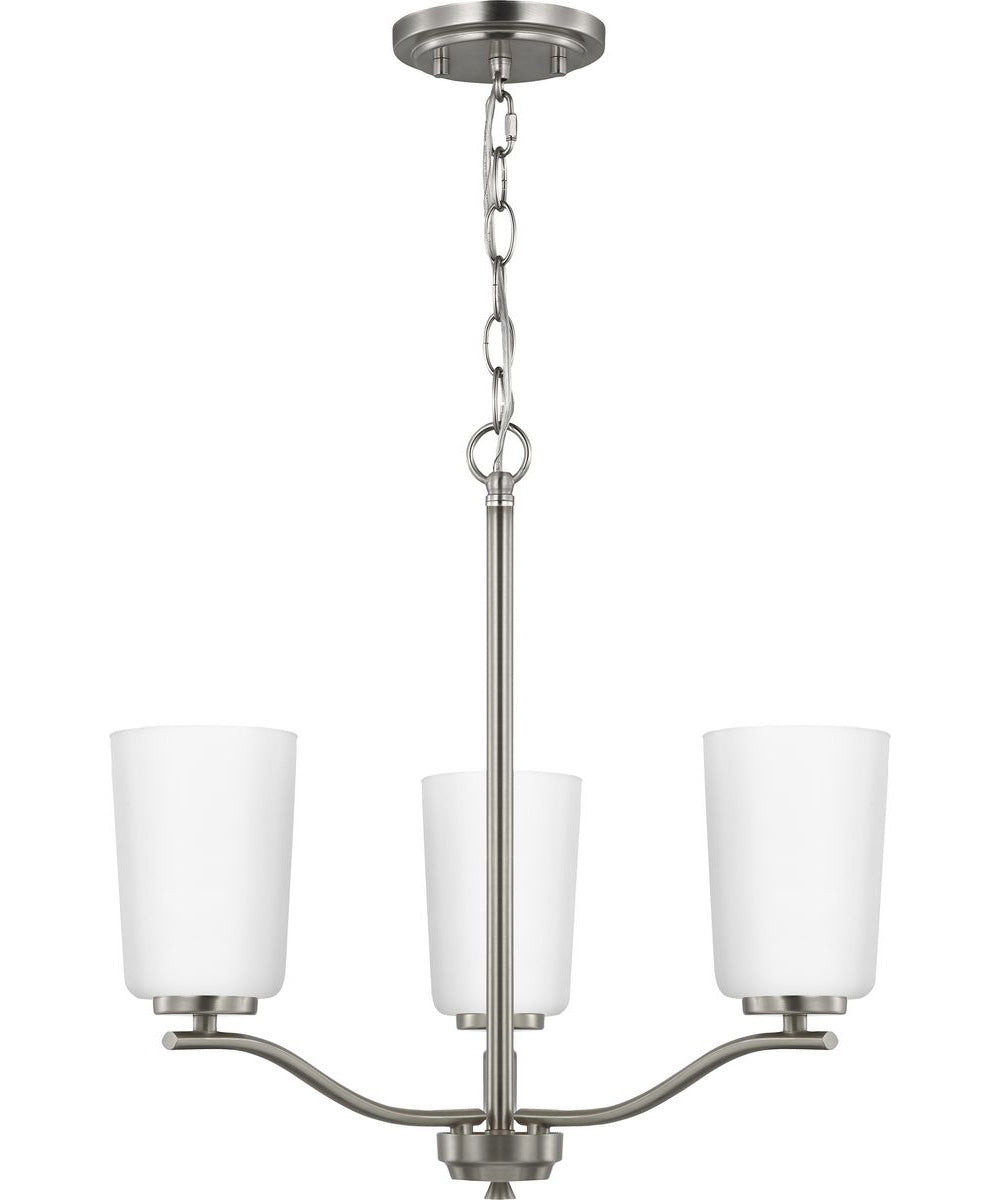 Adley 3-Light Etched White Glass Semi-Flush Convertible Light Brushed Nickel