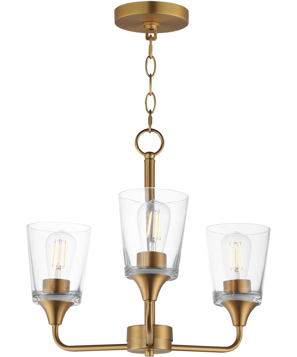 Hudson 3-Light Chandelier Natural Aged Brass