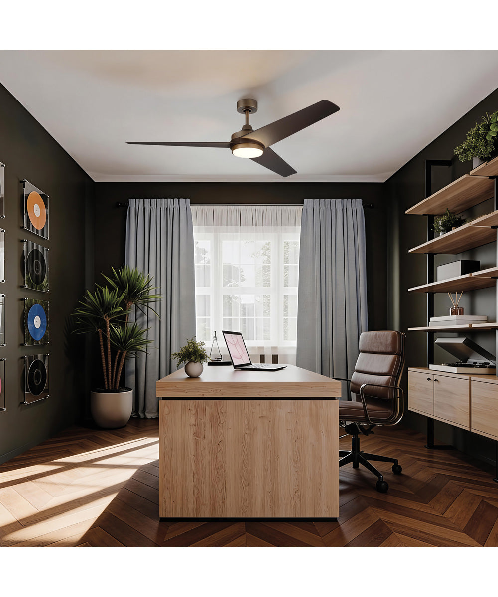 Velto 60-in. 3-Blade LED Modern Ceiling Fan Heritage Brushed Bronze