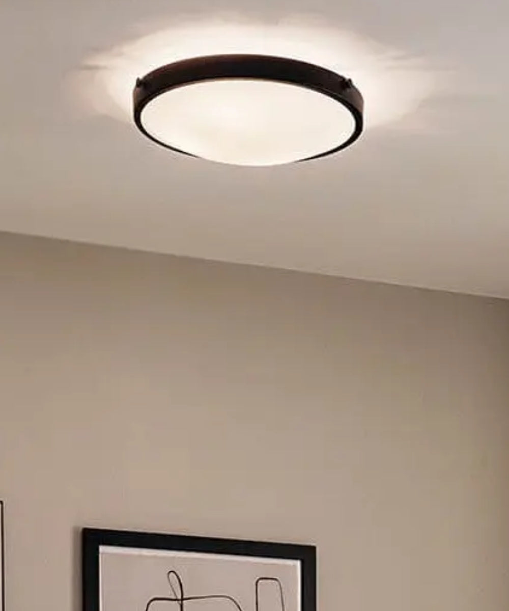 17"w Lytham 3-Light Flush Mount Light Black Finish with Satin Etched White Glass Shade