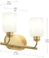 Reines 2-Light Bath Vanity with Opal Glass Shades Brushed Gold