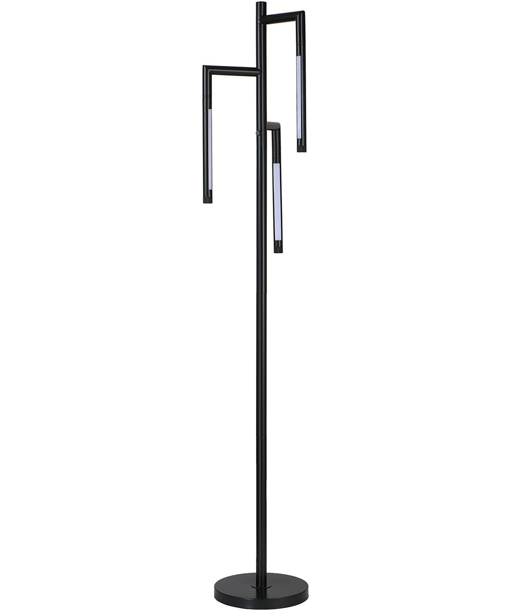 Floor Lamp in Sleek Black with 3 LED arms