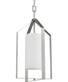Vertex 1-Light Etched White Contemporary Foyer Light Brushed Nickel