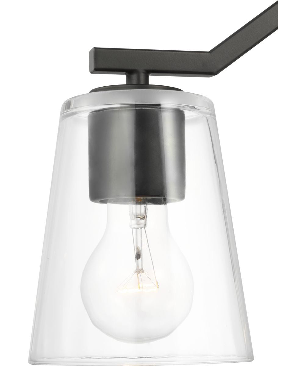 Vertex 3-Light Clear Glass Convertible Chandelier Matte Black