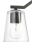 Vertex 3-Light Clear Glass Convertible Chandelier Matte Black