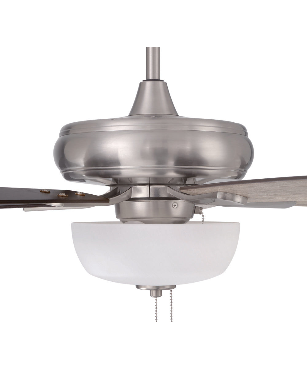 EOS 2 Light Frosted White Bowl 52" Ceiling Fan 2-Light Fan Brushed Polished Nickel