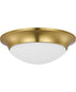 1-Light 11-1/2" Etched Glass Flush Mount Satin Brass