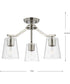 Vertex 3-Light Clear Glass Convertible Chandelier Brushed Nickel