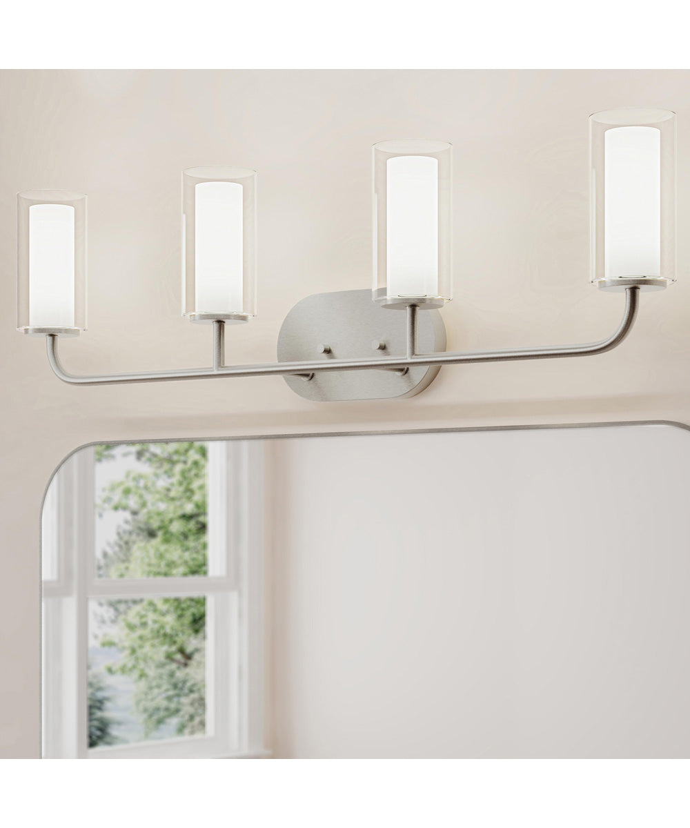 Mack 4-Light Vanity Light with Layered Glass Shades Brushed Nickel