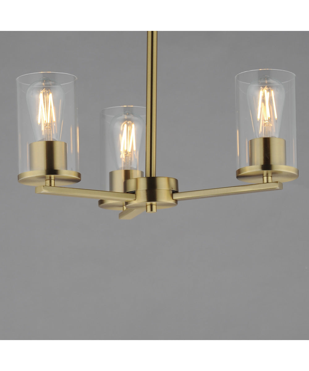 Lateral 3-Light Chandelier Satin Brass