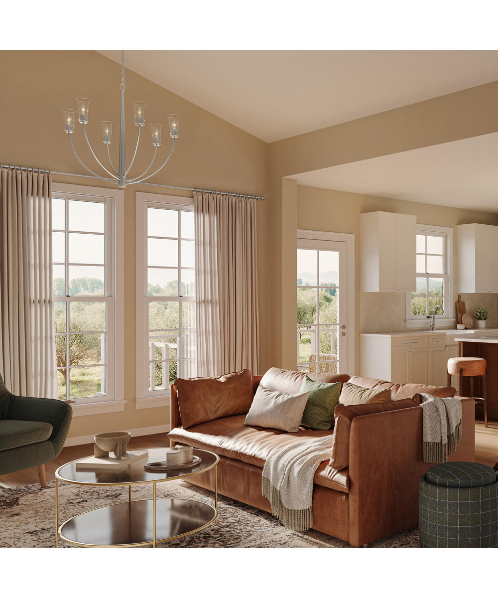 Jheni 6-Light Chandelier with Clear Glass Shades Brushed Nickel
